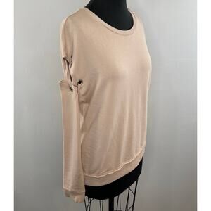 JOE'S Jeans Alice Lace Up Sleeve Nude Beige Sweatshirt Pullover Top Neutral XS
